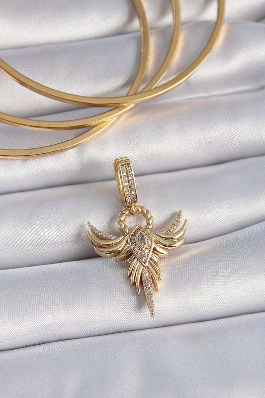 Pirinç Gold Renk Zirkon Taşlı Anka Kuşu Model Ajda Charm - BC1005