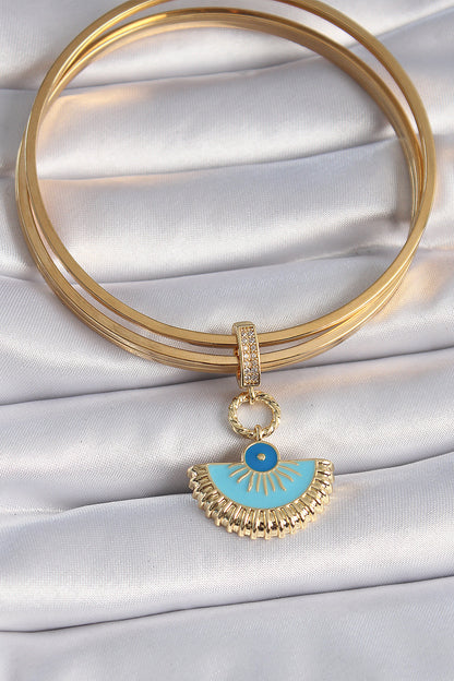 Pirinç Gold Renk Nazar Boncuklu Ajda Charm - BC1010
