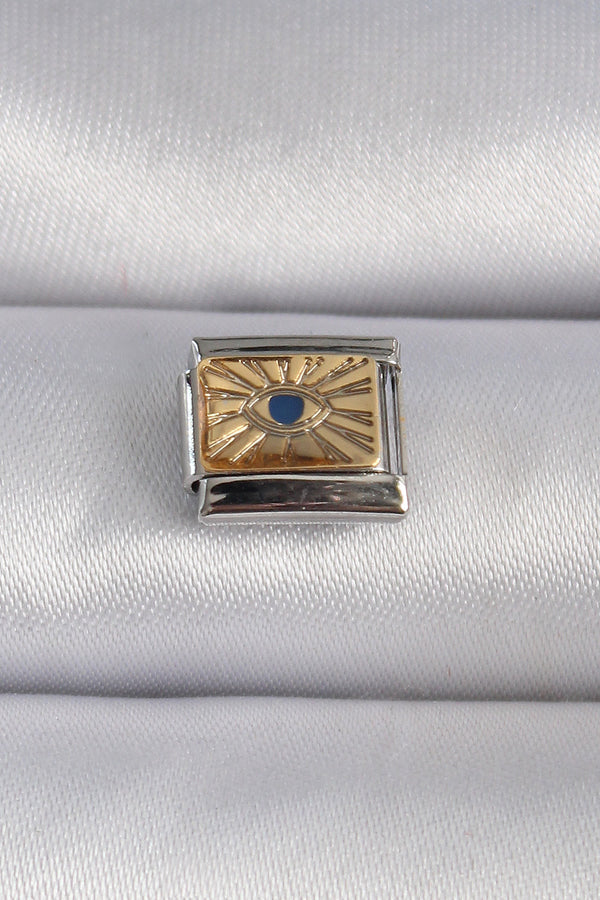 BC1025 - 316L Çelik Gümüş Renk Altın Göz İşlemeli Nomination Charm