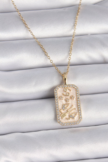 BKO9467 - 316L Çelik Gold Renk Zincir Yengeç Burcu Zirkon Taşlı Kadın Kolye