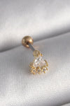 PR1238 - 316L Çelik Gold Renk Üçgen Zirkon Taşlı Tragus Piercing