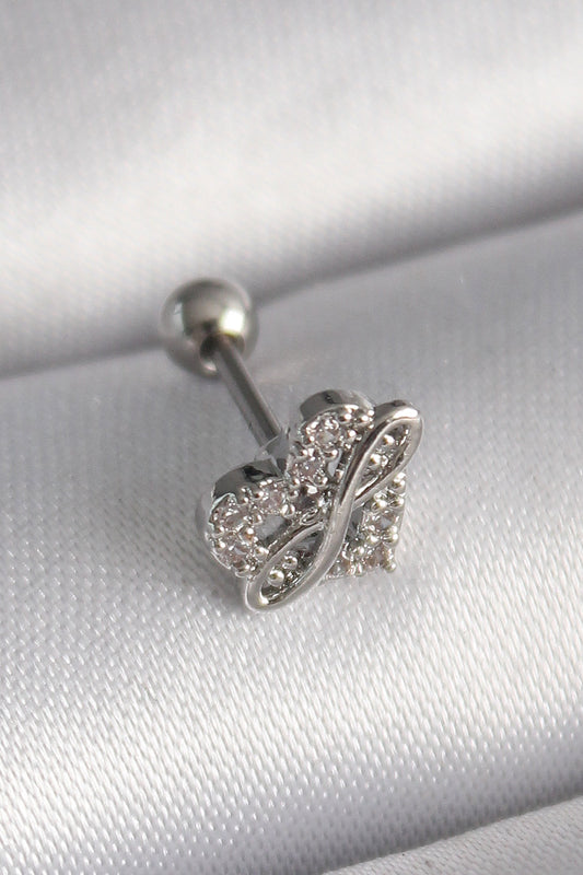PR1249 - 316L Çelik Gümüş Renk Zirkon Taşlı Sonsuzluk Detay Tragus Piercing