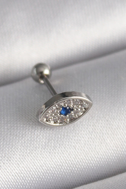 PR1253 - 316L Çelik Gümüş Renk Zirkon Taşlı Göz Tragus Piercing