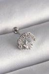 PR1257 - 316L Çelik Gümüş Renk Zirkon Taşlı Ay Yıldız Tragus Piercing