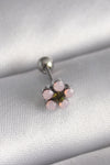 PR1277 - 316L Çelik Gümüş Renk Zirkon Taşlı Çiçek Tragus Piercing