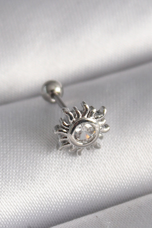 PR1279 - 316L Çelik Gümüş Renk Zirkon Taşlı Güneş Tragus Piercing