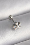 PR1283 - 316L Çelik Gümüş Renk Zirkon Taşlı Çiçek Model Tragus Piercing