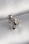 PR1293 - 316L Çelik Gümüş Renk Siyah Zirkon Taş Detay Örümcek Ağ Model Tragus Piercing