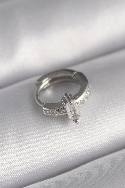 PR1307 - 316L Çelik Gümüş Renk Zirkon Taşlı Tragus Piercing