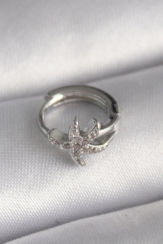 PR1319 - 316L Çelik Gümüş Renk Zirkon Taşlı Deniz Yıldızı Model Tragus Piercing