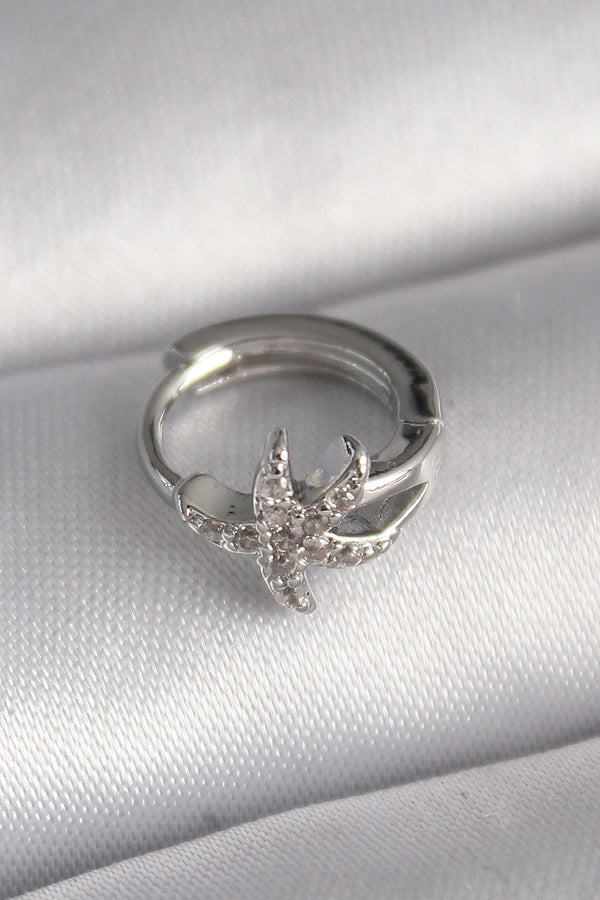 PR1319 - 316L Çelik Gümüş Renk Zirkon Taşlı Deniz Yıldızı Model Tragus Piercing