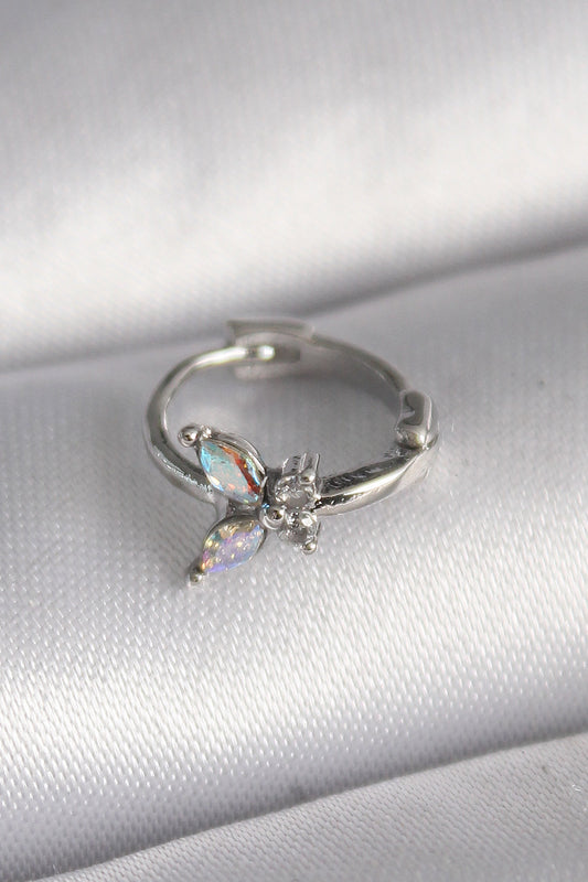 PR1327 - 316L Çelik Gümüş Renk Zirkon Taşlı Kelebek Model Tragus Piercing