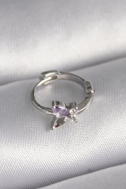 316L Çelik Gümüş Renk Zirkon Taşlı Kelebek Model Tragus Piercing - PR1329