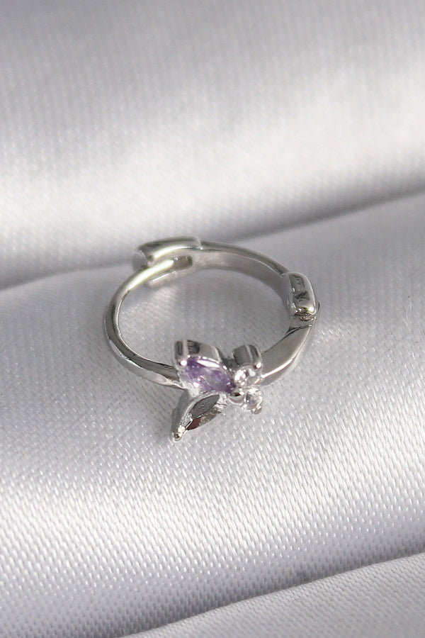 PR1329 - 316L Çelik Gümüş Renk Zirkon Taşlı Kelebek Model Tragus Piercing