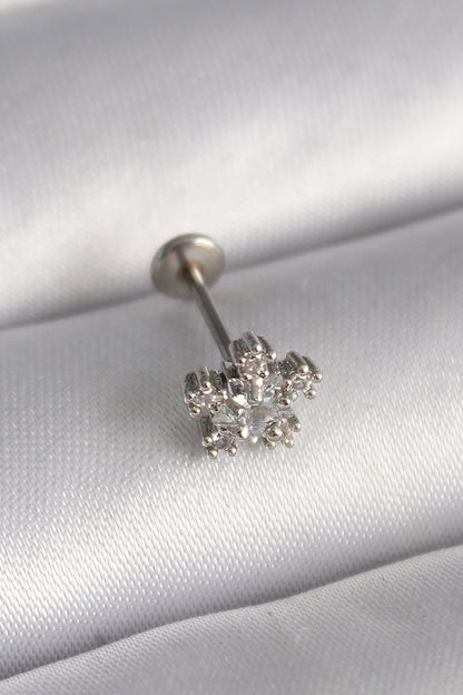 316L Çelik Gümüş Renk Zirkon Taşlı Yıldız Model Tragus Piercing - PR1341