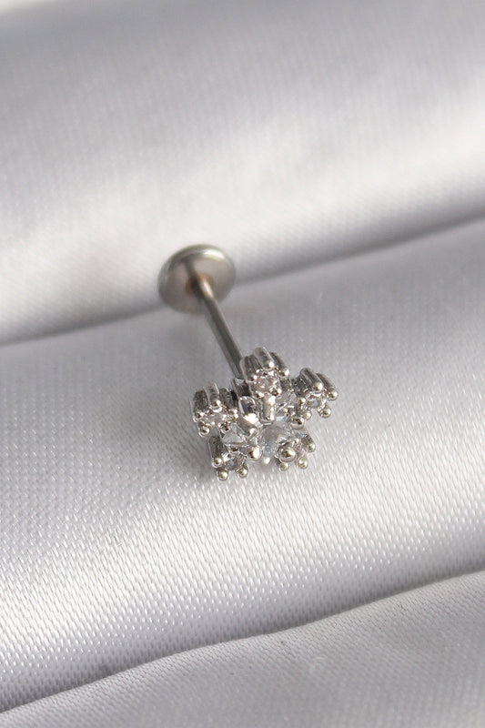 PR1341 - 316L Çelik Gümüş Renk Zirkon Taşlı Yıldız Model Tragus Piercing