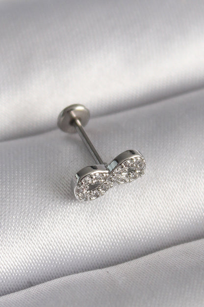 316L Çelik Gümüş Renk Zirkon Taşlı Sonsuzluk Model Tragus Piercing - PR1345