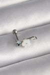 PR1357 - 316L Çelik Gümüş Renk Zirkon Taş Detay Beyaz Çiçek Model Tragus Piercing