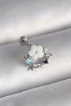 PR1359 - 316L Çelik Gümüş Renk Zirkon Taş Detay Beyaz Çiçek Model Tragus Piercing