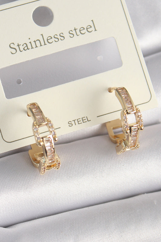 BKP9735 - Pirinç Gold Renk Zirkon Taşlı Zincir Model Kadın Küpe