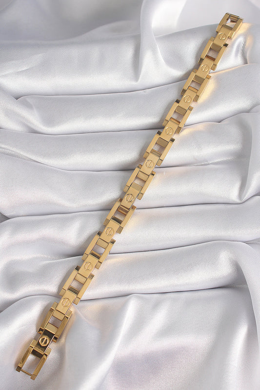 316L Çelik Gold Renk Unisex Bileklik - BB6497