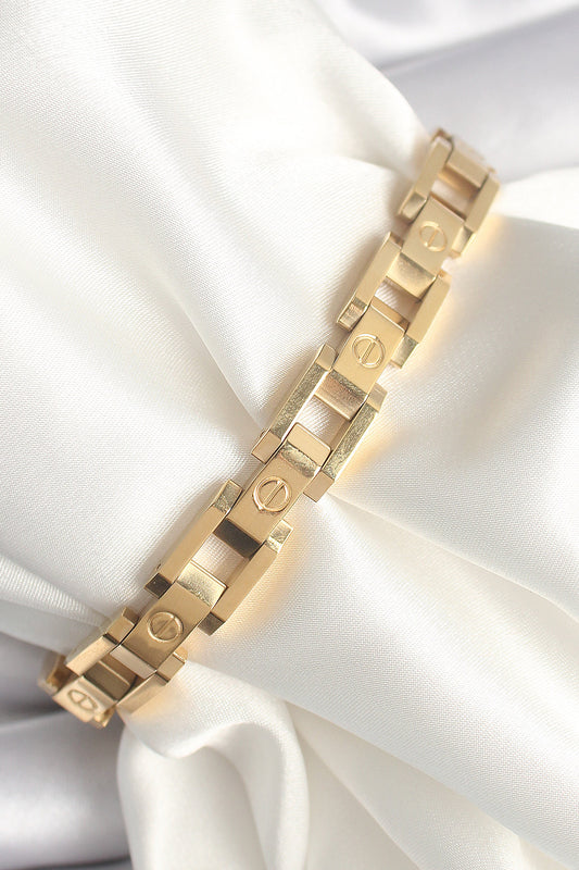 316L Çelik Gold Renk Unisex Bileklik - BB6497