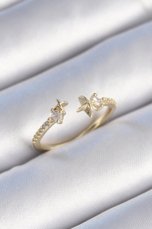 BYK3446 - Pirinç Gold Renk Zirkon Taş Detay Yıldız Model Kadın Yüzük