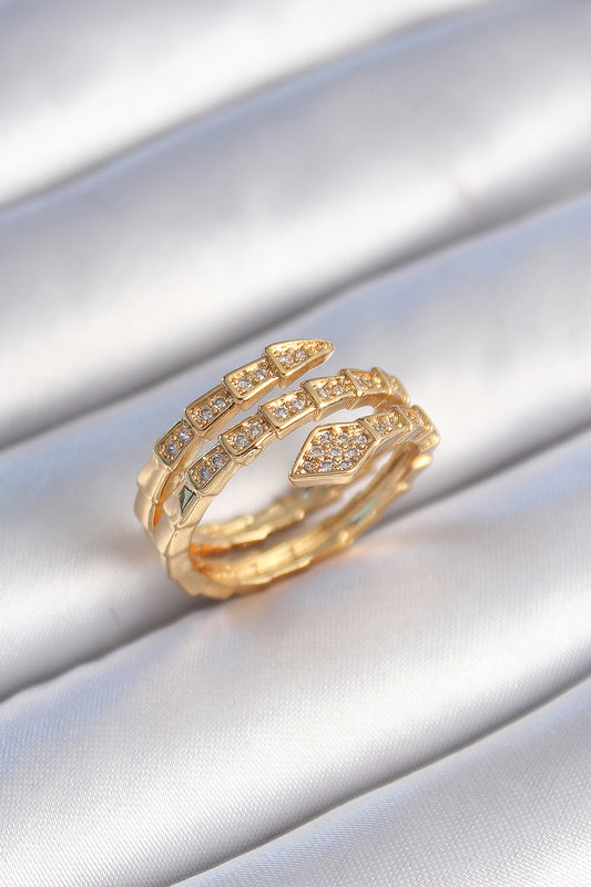 Pirinç Gold Renk Zirkon Taşlı Yılan Model Kadın Yüzük - BYK3474