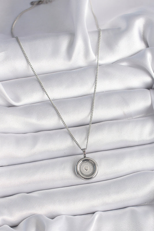 BKO9571 - 316L Çelik Gümüş Renk Zincir Gümüş Renk Altın Model Kadın Kolye