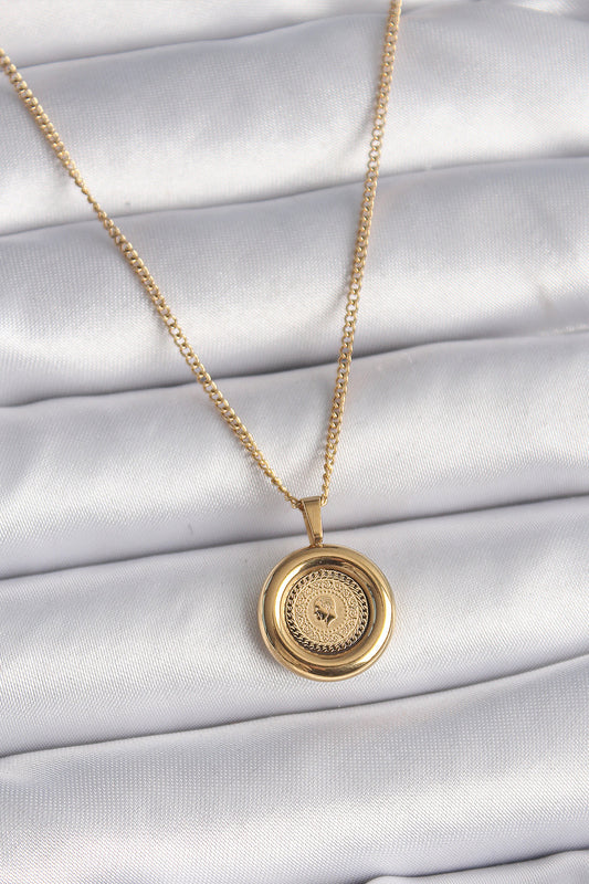 BKO9572 - 316L Çelik Gold Renk Zincir Gold Altın Model Kadın Kolye