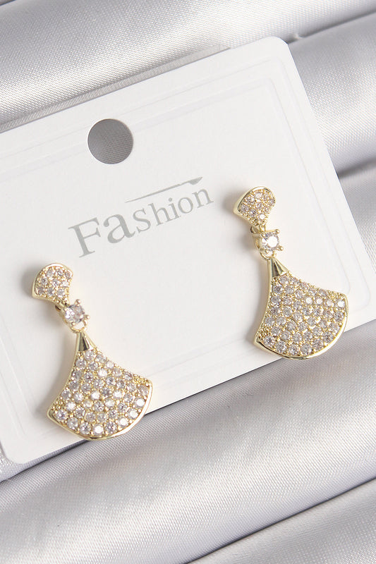 BKP9778 - Pirinç Gold Renk Zirkon Taşlı Motif Model Kadın Küpe