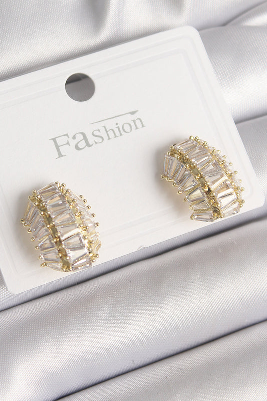 BKP9788 - Pirinç Gold Renk Zirkon Taşlı Kaplumbağa Kabuğu Model Kadın Küpe