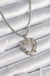 BKO9600 - 316L Çelik Gümüş Renk İtalyan Zincir Mix Renk Zirkon Taş Detay Kalp Model Kadın Kolye