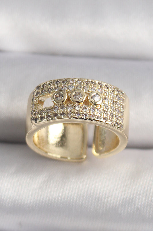 Pirinç Gold Renk Zirkon Taşlı Messika Model Ayarlanabilir Kadın Yüzük - BYK3486
