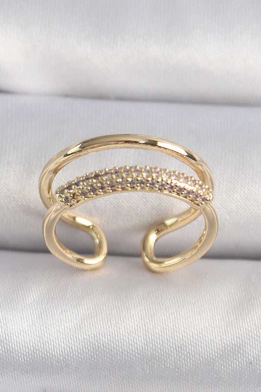 Pirinç Gold Renk Zirkon Taşlı Kadın Yüzük - BYK3492