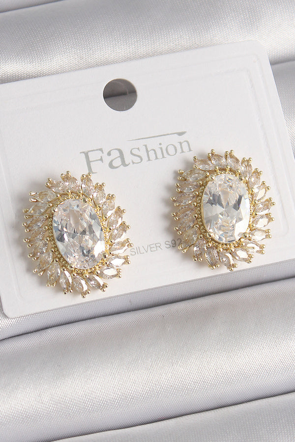 BKP9925 - Pirinç Gold Renk Zirkon Taşlı Kadın Küpe