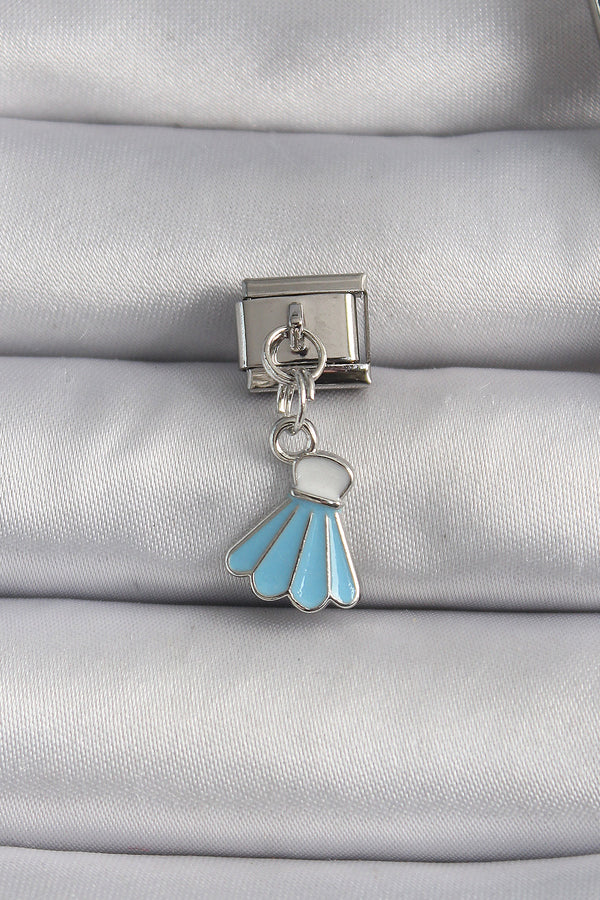 BC1101 - 316L Çelik Gümüş Renk Mavi Renk Sallantı Elbise Model Nomination Charm