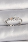 BYK3564 - Pirinç Gümüş Renk Zirkon Taşlı Çiçek Model Ayarlanabilir Yüzük