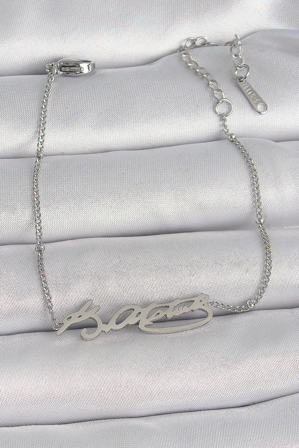 BB6660 - 316L Çelik Gümüş Renk Atatürk İmza Model Kadın Bileklik