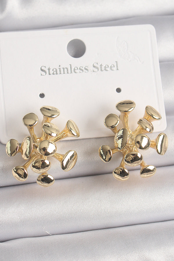 BKP10070 - Pirinç Gold Renk Virüs Figür Model Kadın Küpe