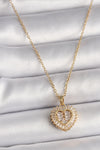 BKO9786 - 316L Çelik Gold Renk Zincir Zirkon Taşlı Kalp Model Kadın Kolye
