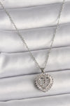 BKO9787 - 316L Çelik Gümüş Renk Zincir Zirkon Taşlı Kalp Model Kadın Kolye
