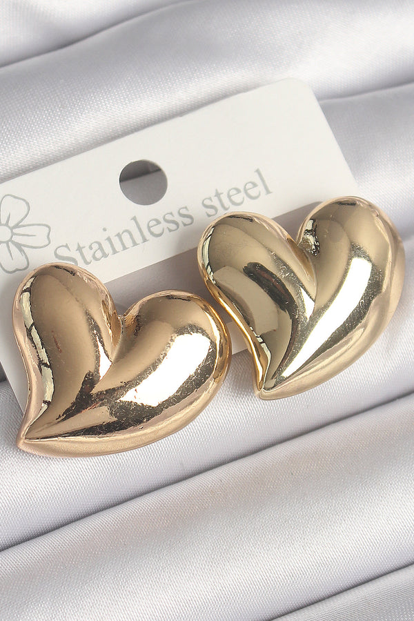 BKP10236 - Pirinç Gold Renk Bomba Kalp Model Kadın Küpe