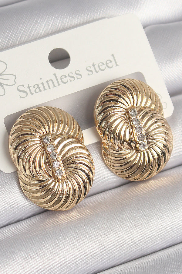 BKP10241 - Pirinç Gold Renk Zirkon Taşlı Sarmal Model Kadın Küpe