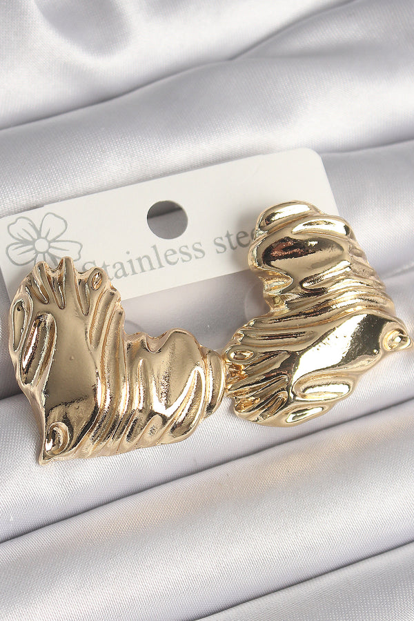 BKP10242 - Pirinç Gold Renk İşlemeli Kalp Model Kadın Küpe