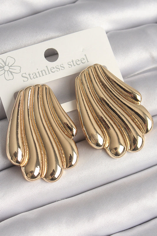 BKP10262 - Pirinç Gold Renk İşlemeli İstirdye Model Kadın Küpe