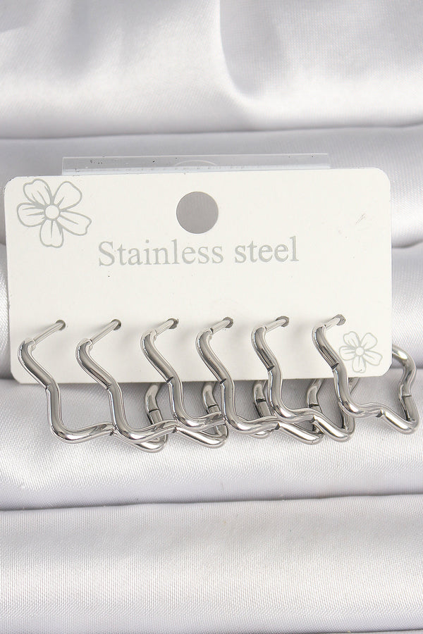 BKP10351 - 316L Çelik Gümüş Renk Yıldız Model Kadın Küpe Seti