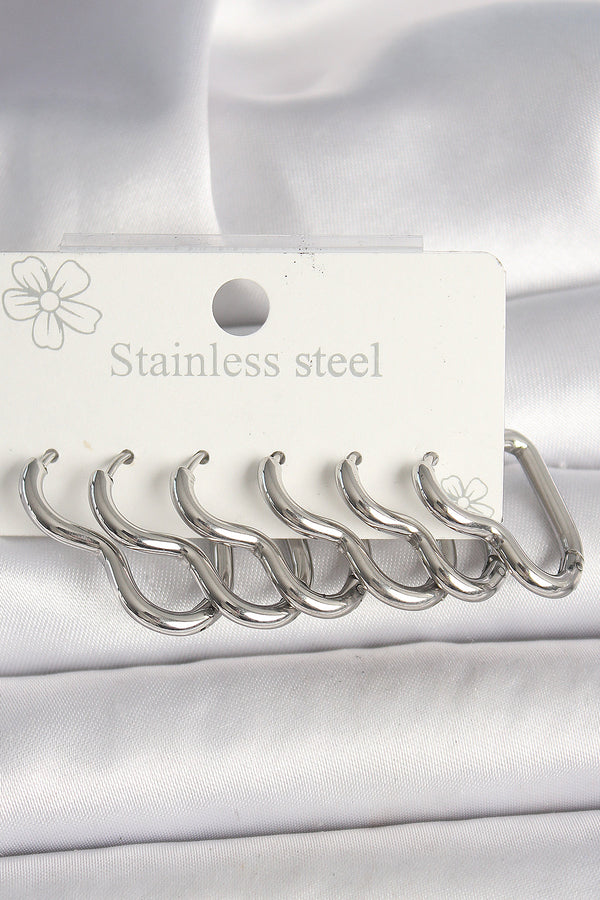 BKP10355 - 316L Çelik Gümüş Renk Kalp Model Kadın Küpe Seti