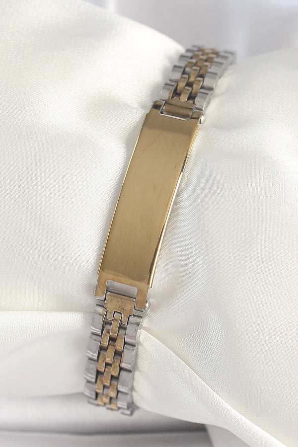 EB3717 - 316L Çelik Gold Gümüş Renk Kalın Zincir Künye Model Erkek Bileklik