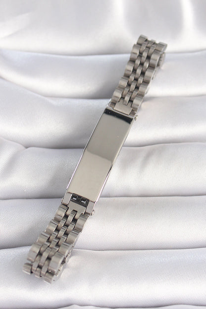 EB3718 - 316L Çelik Gümüş Renk Zincir Künye Model Erkek Bileklik